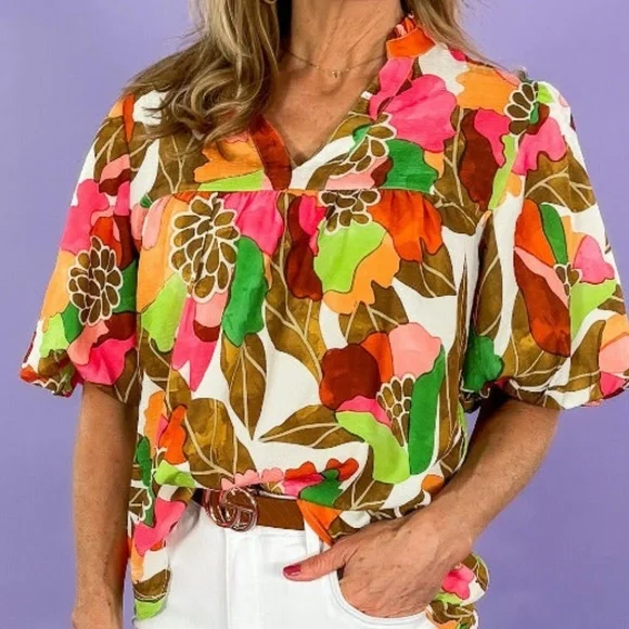 THML Floral Blouse - Multicolor NWOT - Picture 3 of 7